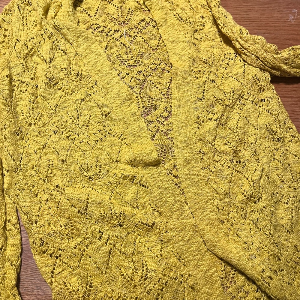 Susan Graver Yellow Ruched Long Sleeve Blouse